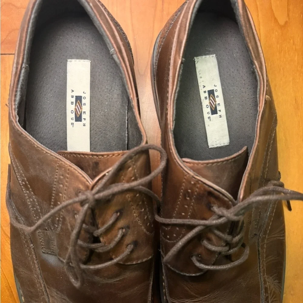 Joseph Abboud Brown Leather Wingtip Derby Shoes